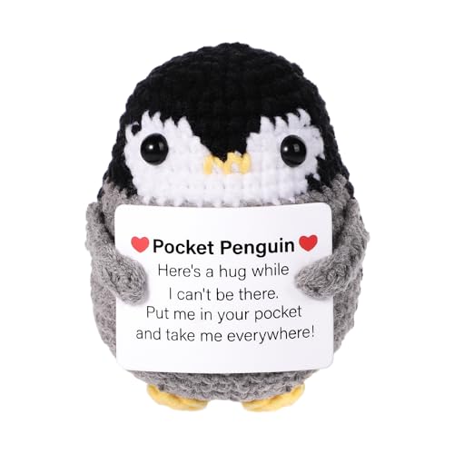 BOXOB lustige Taschen-Pinguin-Umarmung, 6,5cm Gestrickter Positiver Pinguin mit Karte Süße Gehäkelte Pinguin-Puppe Wolle Kreatives Aufmunterungsgeschenk für Familie Freunde Ermutigung Heimdekoration BOXOB lustige Taschen-Pinguin-Umarmung, 6,5cm Gestrickter Positiver Pinguin mit Karte Süße Gehäkelte Pinguin-Puppe Wolle Kreatives Aufmunterungsgeschenk für Familie Freunde Ermutigung Heimdekoration von BOXOB