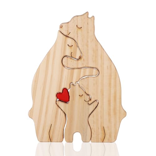 Personalisiertes Familienpuzzle, 3 Bären Holzbären Familienpuzzle Dekorativ Bärenpuzzle Holz Familie Kreativ Geburtstagsgeschenke für Eltern Heimdekoration Einweihungsgeschenke von BOXOB