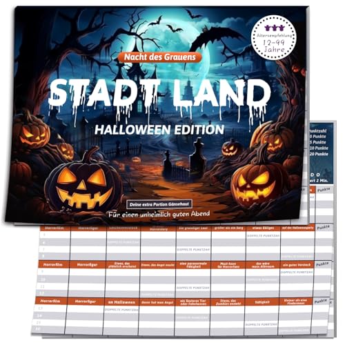 Halloween Spiele, Stadt Land Gruselig Edition, Horror Party Activity Spiel ab 12 Jahre Kinder und Erwachsene, Familienspiel Kartenspiel, Adventskalender Füllung Weihnachten Geschenk Frauen Männer Halloween Spiele, Stadt Land Gruselig Edition, Horror Party Activity Spiel ab 12 Jahre Kinder und Erwachsene, Familienspiel Kartenspiel, Adventskalender Füllung Weihnachten Geschenk Frauen Männer von BOYATONG