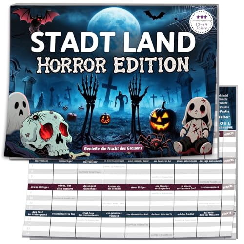 Stadt Land Horror Edition, Gruselig Halloween Party Spiele, Deutsch Activity Spiel ab 12 Jahre Kinder, 2025 Adventskalender Mitgebsel Erwachsene, Familienspiele Kartenspiel Stadt Land Horror Edition, Gruselig Halloween Party Spiele, Deutsch Activity Spiel ab 12 Jahre Kinder, 2025 Adventskalender Mitgebsel Erwachsene, Familienspiele Kartenspiel von BOYATONG