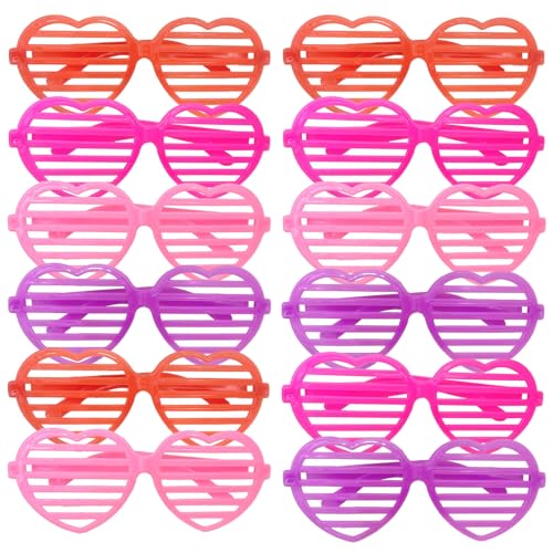 12 x Neon-Sonnenbrillen, 11 verschiedene Farben, 80er Disco-Shutter-Brille, lustige Party-Dekoration, Gastgeschenke, Kostüm-Requisite von BOZILY