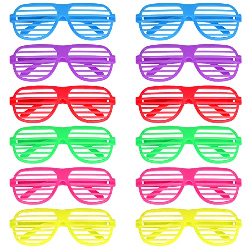 BOZILY Partybrillen 6er Set Neon Farbe Shutter Shades Brille Party Brille Mode Shutter Shades Brille Gläser Sonnenbrille 80er Jahre Party Schlitz Sonnenbrille für Geburtstagsparty, Fasching, Karneval von BOZILY