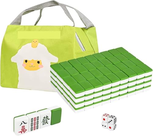 BPABDEITR Mahjong Kacheln Chinesisch Mahjong Set, 144 Spielsteine ​​mit tragbarer Handtasche for Reise, Familie, Freizeit, Unterhaltung, Tisch, Mahjong-Spielsteine von BPABDEITR