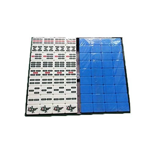 BPABDEITR Mahjong Kacheln Chinesisch Mahjong Set, Lustiges Mah-Jongg mit 144 Kacheln, traditionelle chinesische Version, Mah Jongg mit leicht lesbarem tragbarem Spielset, Party, Hausparty(Blu) von BPABDEITR