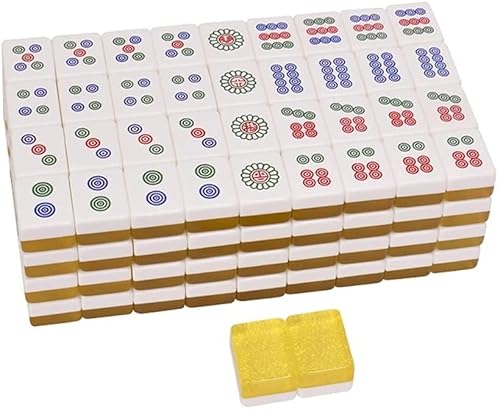 BPABDEITR Mahjong Kacheln Chinesisch Mahjong Set, Mahjong-Spiele mit 146 mittelgroßen Spielsteinen, 3 Würfeln und einem Mah-Jongg-Set mit Windanzeiger, hergestellt in China von BPABDEITR