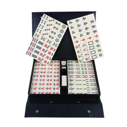 BPABDEITR Mahjong Kacheln Chinesisch Mahjong Set, mit Tragetasche for die Reise, chinesisches Mahjong-Spielset for die Reise, Party, Familienspiel von BPABDEITR