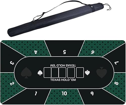 BPABDEITR Professionelle Poker-Matte Portable Poker Tisch La Zusammenklappbarer Pokertisch for 8–10 Spieler mit Tragetasche for Pokerspiele, Blackjack, Casino von BPABDEITR