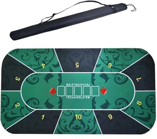 Professionelle Poker-Matte Portable Poker Tisch La Gummimatte for Texas Hold'em Poker for 8–10 Spieler, zusammenklappbares tragbares Pokertisch-Layout mit Tragetasche for Pokerspiele(1.2 x 0.6 M) von BPABDEITR