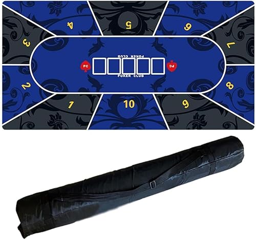 Professionelle Poker-Matte Portable Poker Tisch La Texas Hold'em Pokermatte, tragbare Pokertischplatte mit Tragetasche, zusammenklappbares Pokertisch-Layout for Pokerspiele überall(Blu,1.2 x 0.6 M) von BPABDEITR