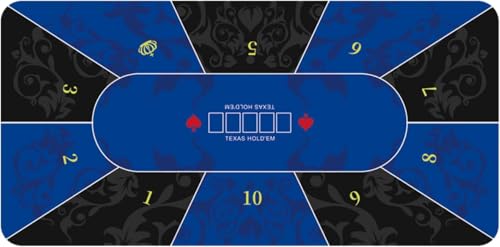 Professionelle Poker-Matte Portable Poker Tisch La Tragbare Pokertischmatte for 10 Spieler, zusammenklappbare Texas Hold'em-Pokermatte aus Schaumstoff, rutschfeste Pokertischmatte for Pokerspiele(Blu, von BPABDEITR