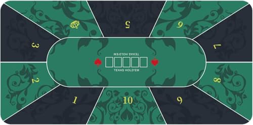 Professionelle Poker-Matte Portable Poker Tisch La Tragbare Pokertischmatte for 10 Spieler, zusammenklappbare Texas Hold'em-Pokermatte aus Schaumstoff, rutschfeste Pokertischmatte for Pokerspiele(Gree von BPABDEITR