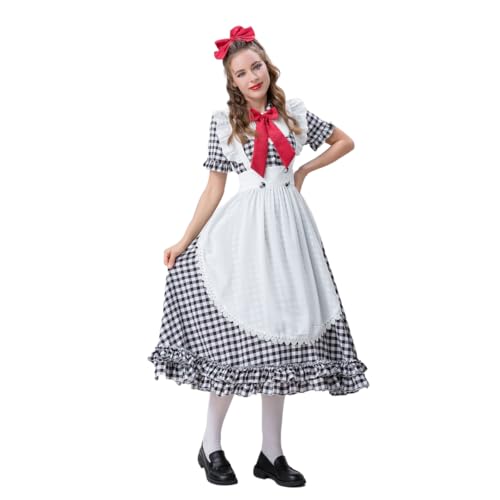 BPURB Damen Deutsch Bayerisches Oktoberfest Kostüm Set Bier Karneval Outfits Dienstmädchen Kleid Cosplay Set von BPURB