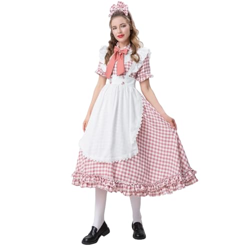 BPURB Damen Deutsch Bayerisches Oktoberfest Kostüm Set Bier Karneval Outfits Dienstmädchen Kleid Cosplay Set von BPURB