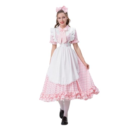 BPURB Damen Deutsch Bayerisches Oktoberfest Kostüm Set Bier Karneval Outfits Dienstmädchen Kleid Cosplay Set von BPURB