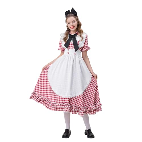 BPURB Damen Deutsch Bayerisches Oktoberfest Kostüm Set Bier Karneval Outfits Dienstmädchen Kleid Cosplay Set von BPURB