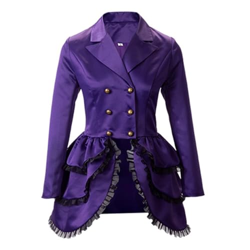 BPURB Damen Spitze Steampunk Viktorianisch Rüschen Abgestufte Mantel Gothic Mittelalterlich Trenchcoat Jacke für Halloween Cosplay Party von BPURB