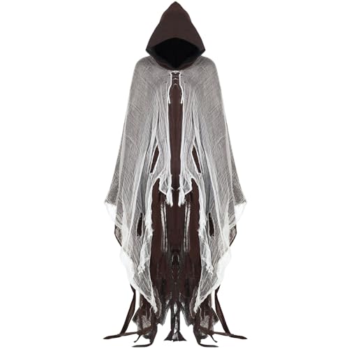 BPURB Halloween Mittelalter Umhang mit Kapuze Herren Vampir Umhang Frauen Hexen Umhang Renaissance Umhang Umhang Horror Cosplay Kostüm von BPURB