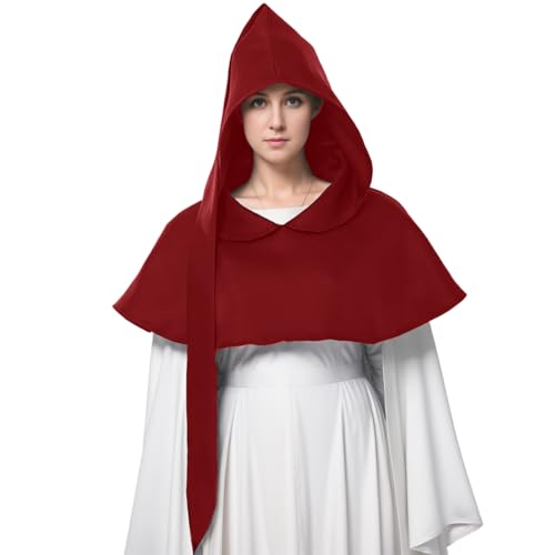 BPURB Halloween Mittelalter Wicca Heidnischer langer Schwanz Kutte Hut Vintage Renaissance Kapuzenumhang Cosplay Zubehör für Männer Frauen von BPURB