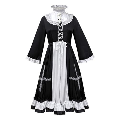 BPURB Nonne Halloween Kostüm für Frauen Nonne Lolita Kleid mit Kreuz und Kopfbedeckung Kostüm Set Halloween Cosplay Party Outfit von BPURB