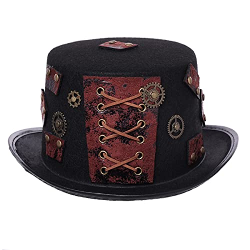 Filz Steampunk Zylinder Hut Unisex Vintage Halloween Karneval Gothic Punk Kostüm Hut für Damen Herren von BPURB