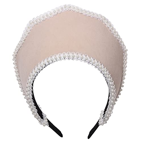 Renaissance Elizabethan Tudor Queen Royal Coronet Kapuze Hut für Damen Anne Boleyn Stirnband Viktorianische Kopfschmuck (Beige) von BPURB