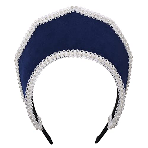 Renaissance Elizabethan Tudor Queen Royal Coronet Kapuze Hut für Damen Anne Boleyn Stirnband Viktorianische Kopfschmuck (Dunkel blau) von BPURB