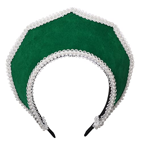 Renaissance Elizabethan Tudor Queen Royal Coronet Kapuze Hut für Damen Anne Boleyn Stirnband Viktorianische Kopfschmuck (Grün) von BPURB