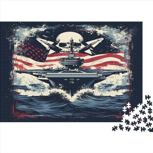 Aircraft Carrier Puzzle 1000 Teile für Erwachsene Holzpuzzle 1000 Teile Familienspiel anspruchsvolles Puzzle Wanddekoration 1000 Stück (75 x 50 cm) von BQGHCKEUF