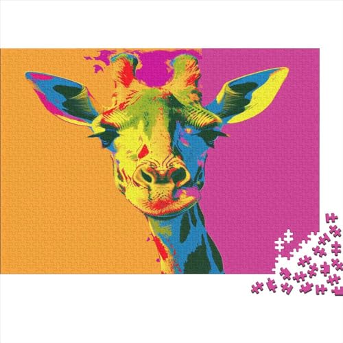 Colored Giraffe Puzzle für Erwachsene, 1000 Teile, pädagogischer Spaß, 1000 Teile für Erwachsene, geeignet für Erwachsene, anspruchsvolles Puzzlespiel, 1000 Stück (75 x 50 cm) von BQGHCKEUF