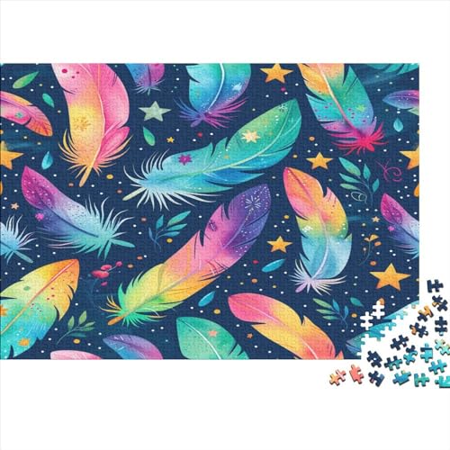 Colorful Feathers Puzzle 1000 Teile für Erwachsene Holzpuzzle 1000 Teile für Erwachsene Puzzlespiel Dekoration Puzzle 1000 Teile (75 x 50 cm) von BQGHCKEUF