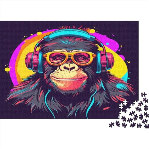 DJ Gorilla Puzzle 1000 für Erwachsene, 1000-teiliges Puzzle für Erwachsene, aufregendes Puzzle, Rundum-Puzzle, für Frauen, Geschenk für Männer, 1000 Stück (75 x 50 cm) von BQGHCKEUF