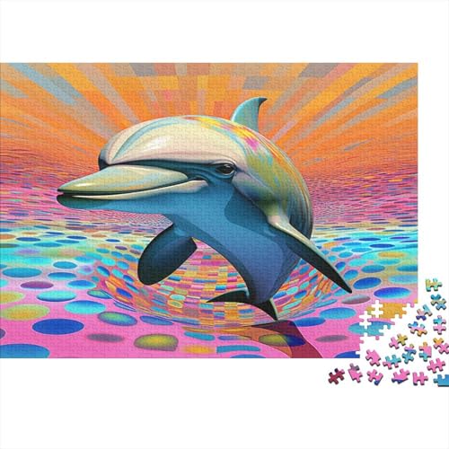 Dolphin Puzzle mit 1000 Teilen für Erwachsene, Lernspiel für Erwachsene, Herausforderung, Spielzeug, anspruchsvolle Puzzlespiele, Geschenk für alle Frauen und Männer, 1000 Stück (75 x 50 cm) von BQGHCKEUF