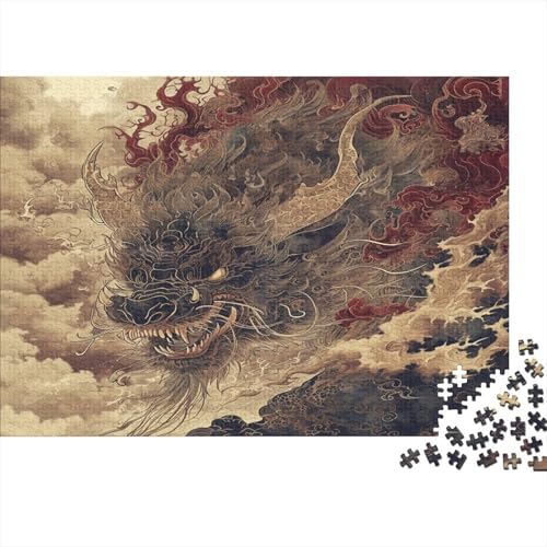 Dragon Jigsaw Puzzle mit 1000 Teilen für Wohnkultur, Lernspiel für Zuhause und Erwachsene, 1000 Teile, 1000 Teile (75 x 50 cm) von BQGHCKEUF