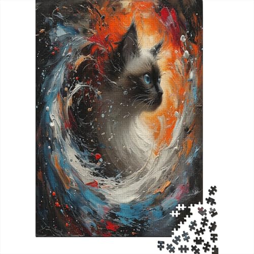 Flame Cat Puzzle 1000 Teile Puzzle für Erwachsene Entspannung Puzzlespiel Klassisches Puzzle für die Wanddekoration des Rahmens für Familienfotos 1000 Stück (75 x 50 cm) von BQGHCKEUF