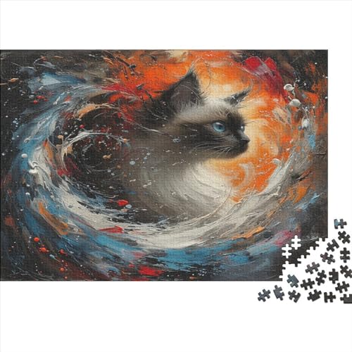 Flame Cat Puzzle mit 1000 Teilen, Lernspiele, 1000 Teile für Erwachsene, unmögliches Puzzle, intelligentes Puzzle, Geschenk für alle Erwachsene, 1000 Stück (75 x 50 cm) von BQGHCKEUF