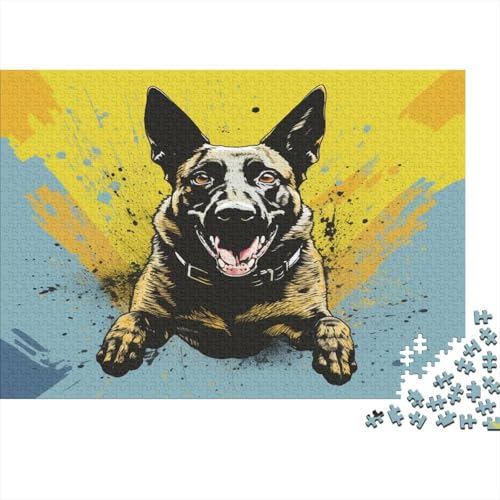 German Shepherd Erwachsene Puzzle 1000 Teile anspruchsvolle Puzzlespiele Mini Nachhaltiges Puzzle für Erwachsene Artwork Jigsaw Puzzle Familie Game Dekoration 1000 Stück (75 x 50 cm) von BQGHCKEUF