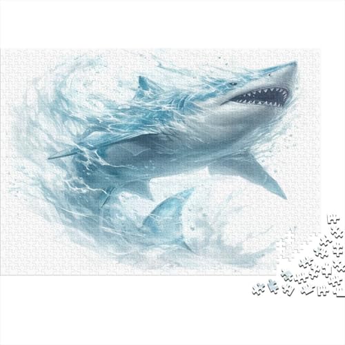 Great White Shark Puzzle 1000 Teile Puzzle Für Erwachsene Unmögliche Puzzles Geschicklichkeitsspiel Für Die ganze Familie Dekoration Holzpuzzle 1000 Teile (75x50cm) von BQGHCKEUF