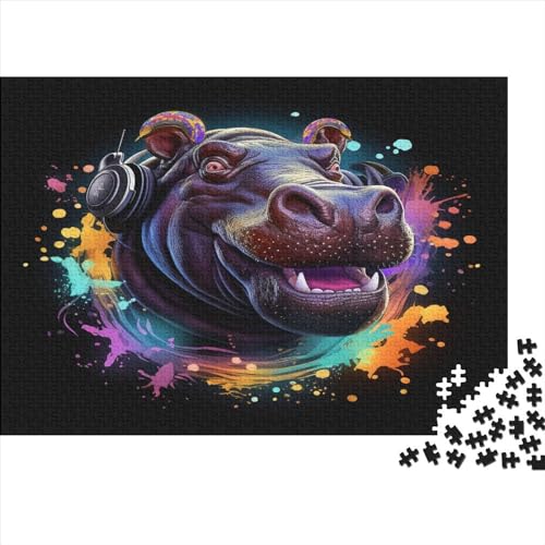 Hippo Puzzle mit 1000 Teilen für Erwachsene, schwieriges Puzzle für Erwachsene, Spaß, anspruchsvolle Puzzlespiele, Geschenk für alle Frauen und Männer, 1000 Stück (75 x 50 cm) von BQGHCKEUF