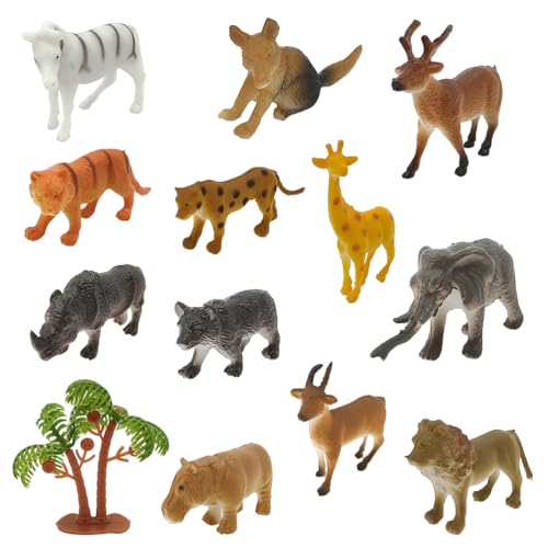 MKKZLPN Mini Tier Figuren Set 12 Stück Jungle Animals Set Jungle Zoo Animal Figurines Set Realistische Tierfiguren Safari Set Realistische Lernspielzeug Geschenke für Kinder von MKKZLPN