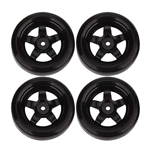 BQLZR 65mm OD Black Plastic 5 Speichenfelgen & Glatte Reifen für RC 1: 10 On-Road Rennwagen & Drift Car Packung mit 4 Stück von BQLZR