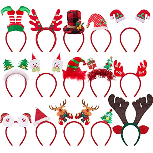 BQTQ 15 Stück Weihnachten Stirnbänder Weihnachts Haarreifen Weihnachts Kopfschmuck Elf Rentier Schneemann Geweih Santa Weihnachten Haarband Weihnachten Haarschmuck von BQTQ