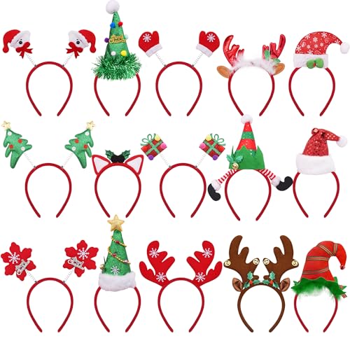 BQTQ 15 Stück Weihnachten Stirnbänder Weihnachts Haarreifen Weihnachts Kopfschmuck Weihnachten Haarband Weihnachten Haarschmuck für Weihnachten Party Favor von BQTQ