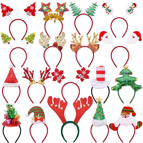 BQTQ 18 Stück Haarreifen Weihnachten Stirnbänder Weihnachts Kopfschmuck Haarreifen Weihnachten Haarband für Weihnachtsfeiern Cosplay von BQTQ