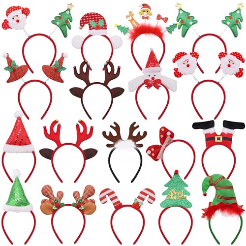 BQTQ 18 Stück Haarreifen Weihnachten Stirnbänder Weihnachts Kopfschmuck Haarreifen Weihnachten Haarband für Weihnachtskostüm Party Dekoration von BQTQ