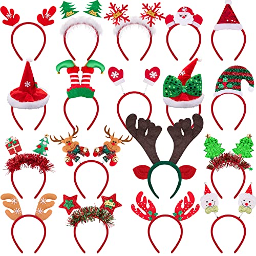 BQTQ 18 Stück Haarreifen Weihnachten Stirnbänder Weihnachts Kopfschmuck Rentier Elf Schneemann Haarreifen Weihnachten Haarband für Erwachsene Kinder von BQTQ