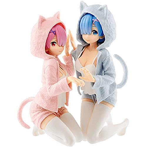 BRADEC Cat-Eared Girl 13cm Ornaments, Ram Rem, Re: Life Zero, Anime Game PVC Figure Models, Otaku Anime Fan Birthday Gift, Adult Collectible Toy, Desk Decoration von BRADEC