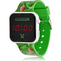 BRANDUNIT MIN4129 Accutime LED-Kinderuhr Minecraft (grün), Digitaluhr mit LED-Anzeige für Uhrzeit und Datum von BRANDUNIT