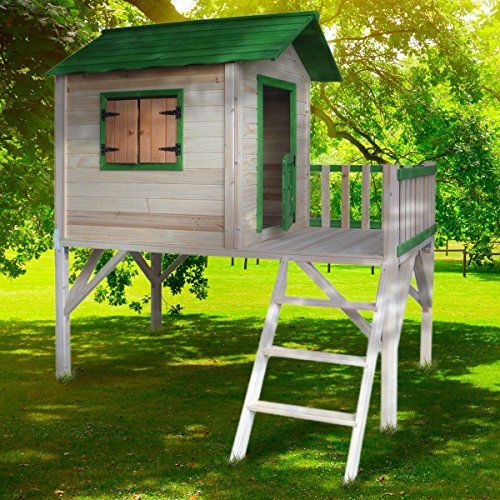 BRAST® Spielhaus für Kinder mit Balkon Stelzenhaus Adventure 167x191x216cm Kinder-Haus Turm Holz Spielehaus von BRAST