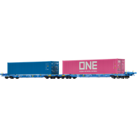 BRAWA 48107 H0 Containerwagen Sffggmrrss36 mit 40 ft-Containern "ONE", VTG, Ep. VI von BRAWA