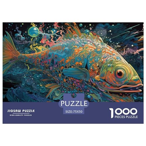 1000-teiliges rechteckiges Puzzle für Erwachsene, Fisch, kreative Puzzle-Herausforderung, Spielzeugpuzzle, 1000 Teile (75 x 50 cm) von BREAUX